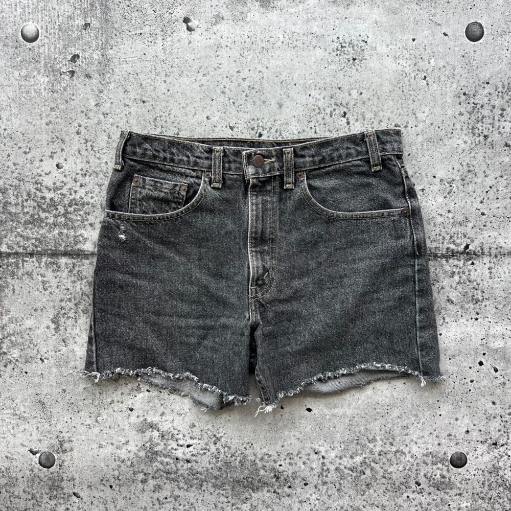Vintage Levi's Shorts Women 30 Charcoal Grey Raw Hem Frayed 531 Denim 90s